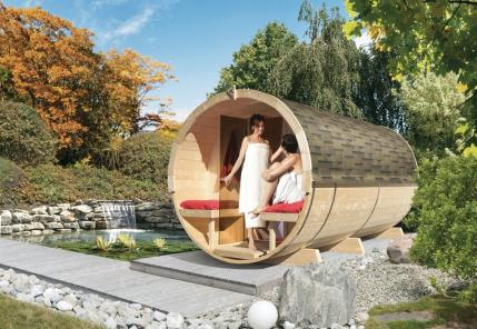 Fassauna Kiel, Ambiente mit Schindeln, Sauna Wellness Welt