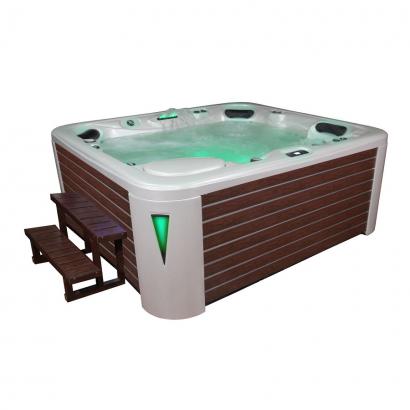 Sprudelbad Outdoor Whirlpool, Florenz, Premium, perlweiß/braun, Sauna Wellness Welt